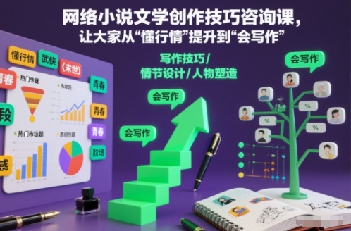网络小说文学创作技巧咨询课，让大家从“懂行情”提升到”会写作”的高度-副业网