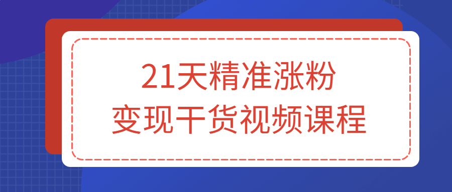 21天精准涨粉变现干货视频课程-副业网