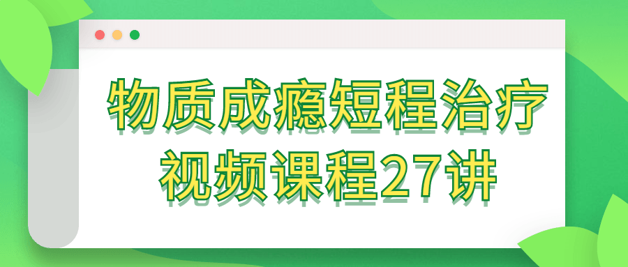物质成瘾短程治疗视频课程27讲-副业网