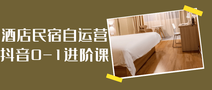 酒店民宿自运营抖音0-1进阶课-副业网