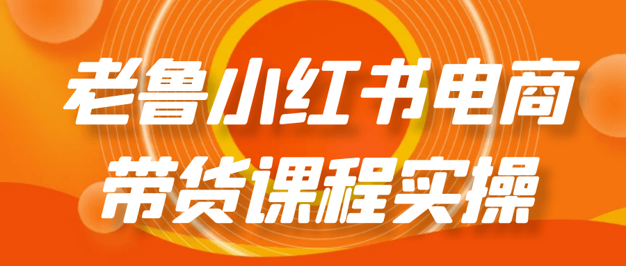 老鲁小红书电商带货课程实操-副业网