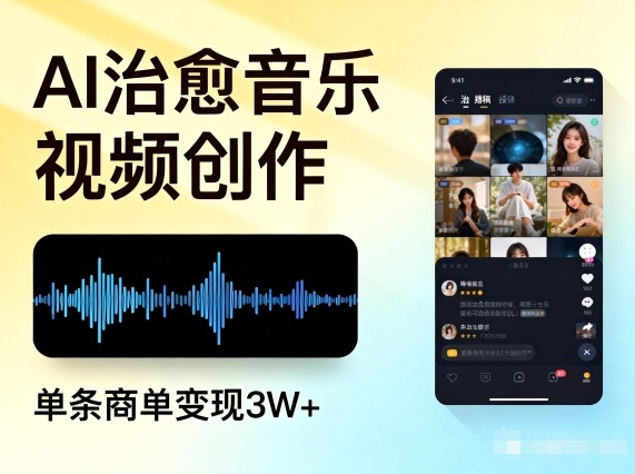 AI做治愈音乐视频，多平台投稿，单条商单变现3W+-副业网