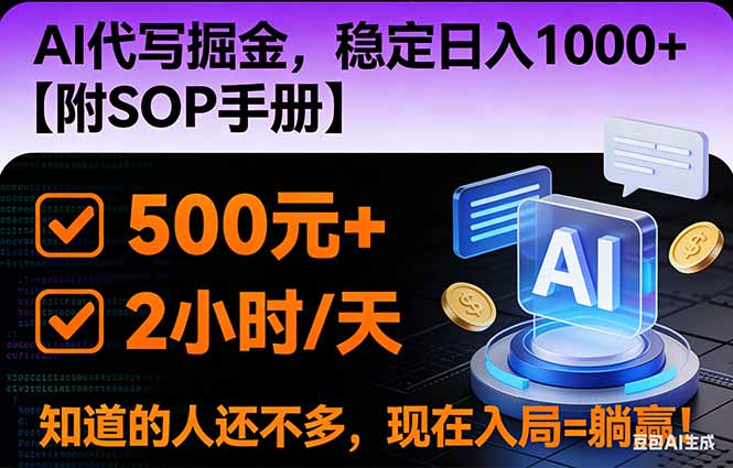 2026风口项目,AI代写掘金，稳定日入1000+，掌握核心技能【附SOP手册】-副业网
