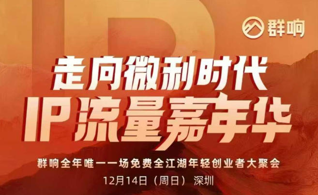2025ip嘉年华万人12月14深圳线下课，走向微利时代，IP流量嘉年华，实操性极强的商业干货课-副业网