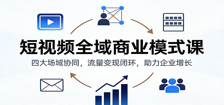 短视频全域商业模式课：四大场域协同，流量变现闭环，助力企业增长-副业网