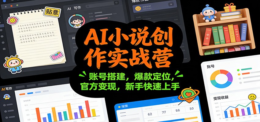 AI小说创作实战营：账号搭建，爆款定位，官方变现，新手快速上手-副业网