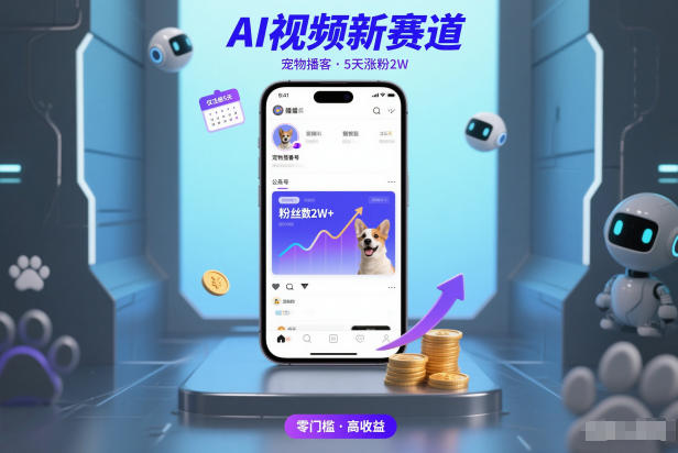 AI视频新赛道，宠物播客仅注册5天涨粉2W，收益非常可观-副业网