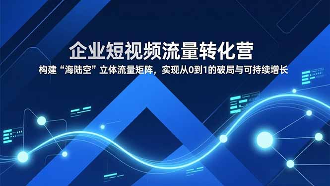 企业短视频流量转化营，构建“海陆空”立体流量矩阵，实现从0到1的破局与可持续增长-副业网