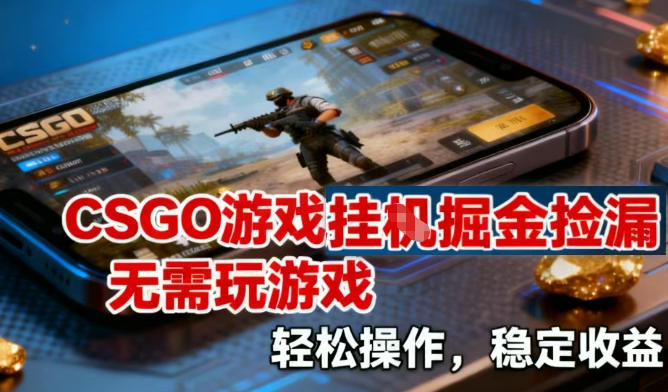 CSGO游戏挂G掘金捡漏，不需要玩游戏，操作简单，收益稳定【揭秘】-副业网
