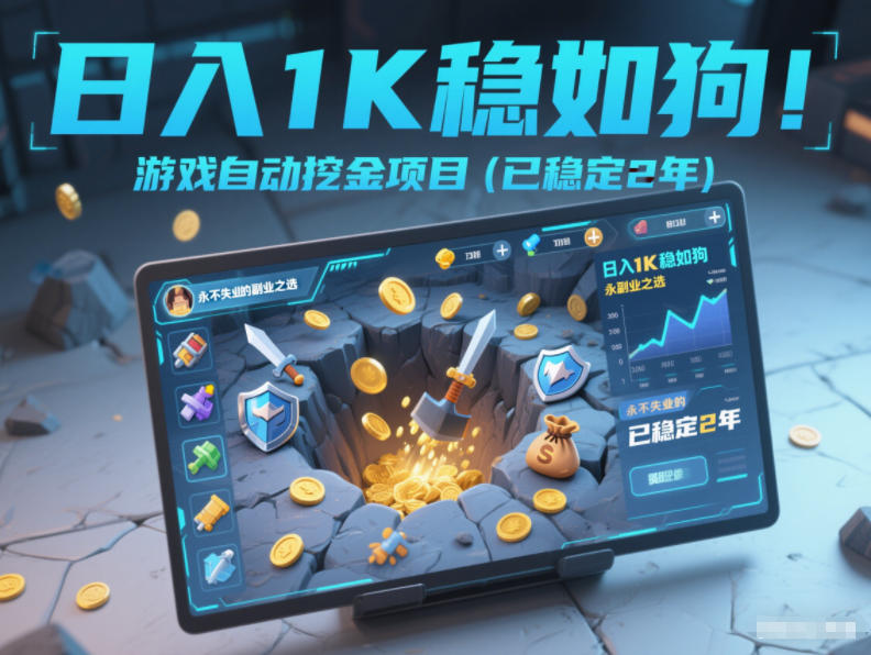 日入1K稳如狗！游戏自动挖金项目(已稳定2年)，永不失业的副业之选【揭秘】-副业网