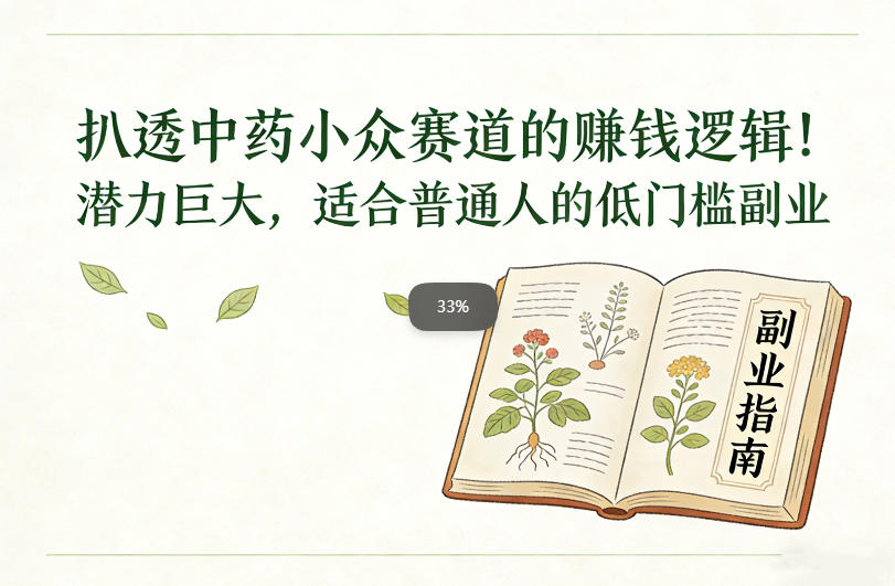 扒透中药小众赛道的賺米逻辑，潜力巨大，适合普通人的低门槛副业-副业网