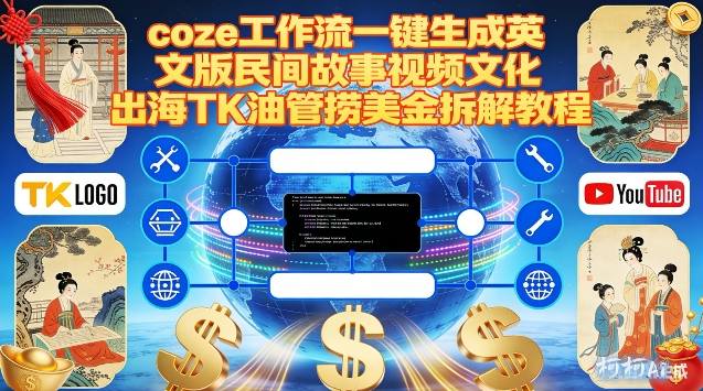 Coze扣子工作流一键生成英文版民间故事视频，文化出海TK油管捞美金拆解教程-副业网