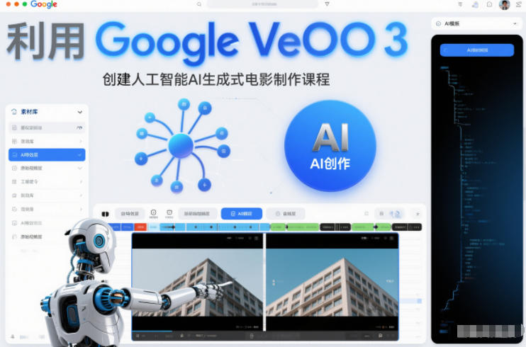 利l用Google Veo 3创建人工智能AI生成式电影制作课程，使用人工智能的力量创建令人惊叹的视频-副业网