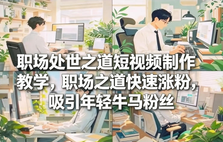 职场处世之道短视频制作教学，职场之道快速涨粉，吸引年轻牛马粉丝-副业网