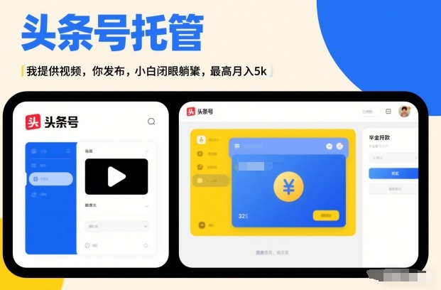 头条号AI托管，我提供视频，你发布，小白闭眼躺賺，最高月入5k+【揭秘】-副业网