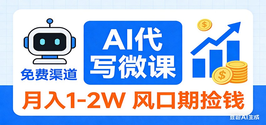2026告别打工！AI 代写微课，提供免费渠道，月入 1-2W 风口期捡钱-副业网