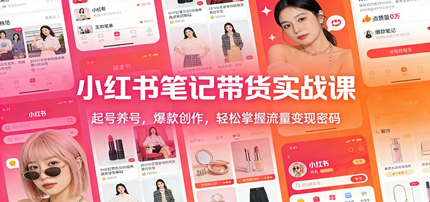 小红书笔记带货实战课：起号养号，爆款创作，轻松掌握流量变现密码-副业网