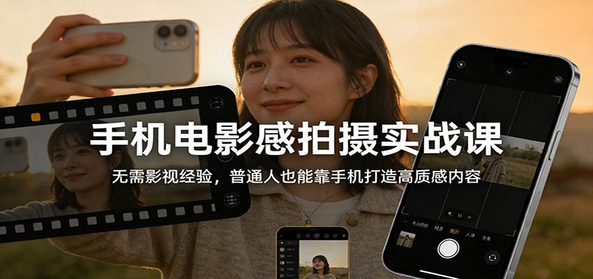 手机电影感拍摄实战课：无需影视经验，普通人也能靠手机打造高质感内容-副业网