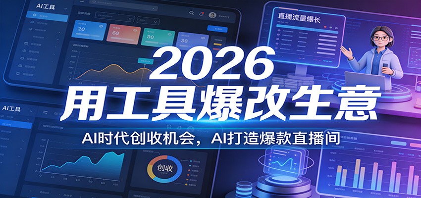 2026用工具爆改生意，AI时代创收机会，AI打造爆款直播间-副业网