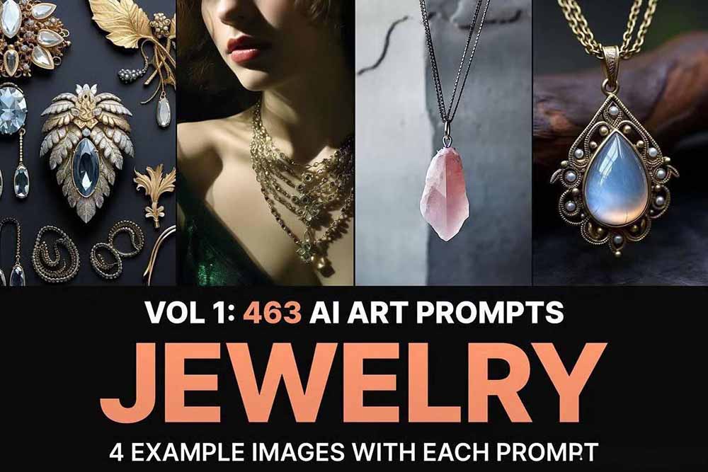 图片[2]-460+专业Midjourney珠宝摄影AI提示词+成效果图，戒指/项链/耳环/手链/宝石/及奢侈配饰等全品类-副业网