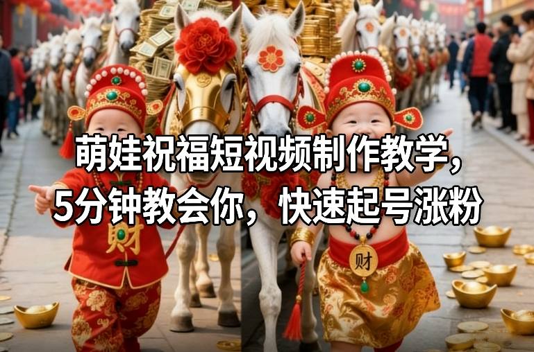 萌娃祝福短视频制作教学，5分钟教会你，快速起号涨粉-副业网