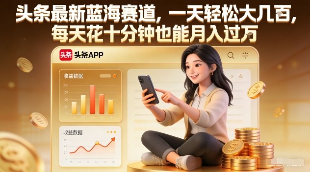头条最新蓝海赛道，一天轻松大几张，每天花十分钟也能月入过1W【揭秘】-副业网