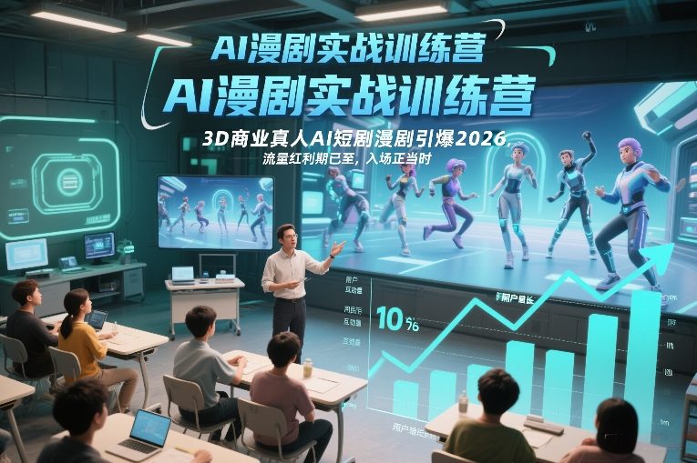 AI漫剧实战训练营，3D商业真人AI短剧漫剧引爆2026，流量红利期已至，入场正当时-副业网