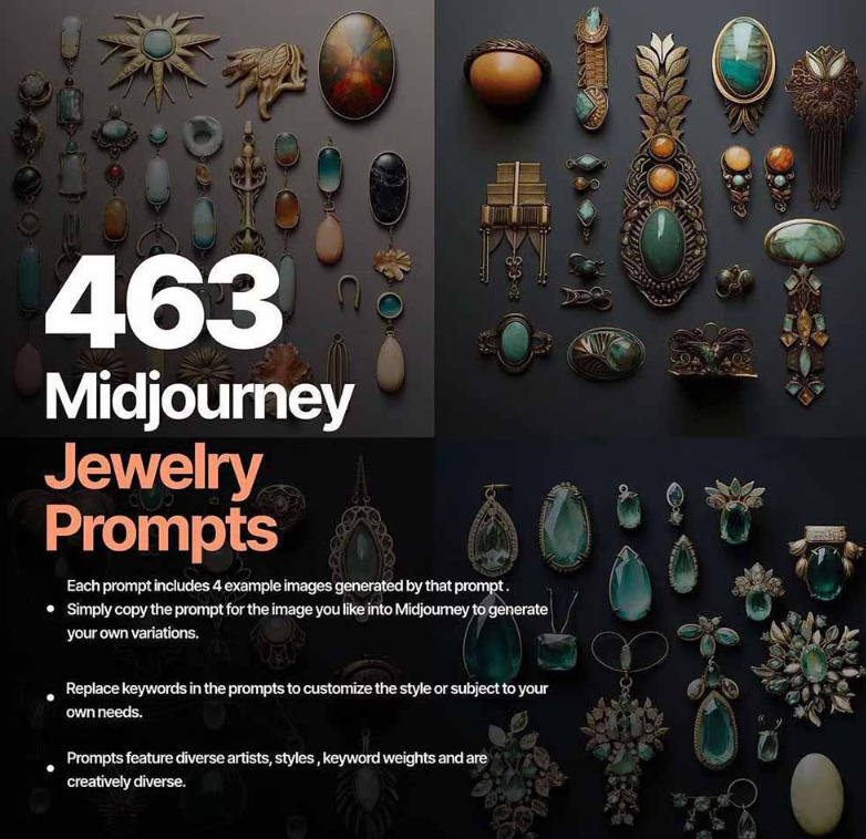 图片[2]-460+专业Midjourney珠宝摄影AI提示词戒指，项链-耳环-手链-宝石等，立即开始创作珠宝艺术-副业网