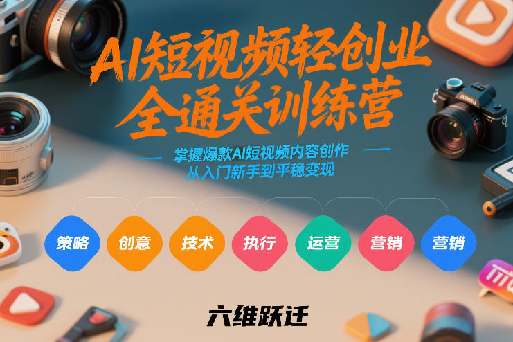 AI短视频轻创业全通关训练营，掌握爆款AI短视频内容创作，从入门新手到平稳变现的六维跃迁-副业网