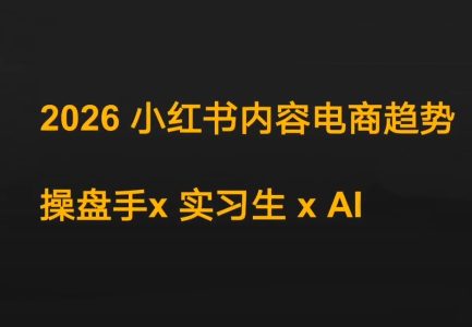 迪安·2026小红书内容电商趋势操盘手x实习生xAI-副业网