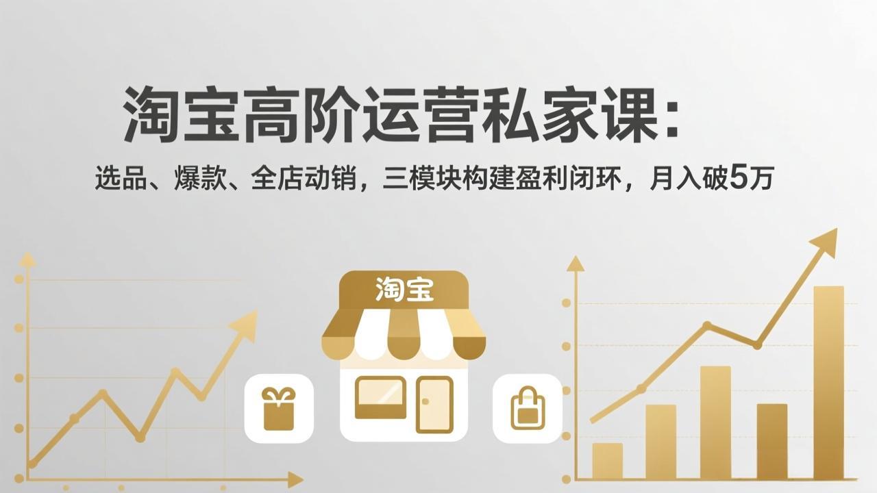 淘宝高阶运营私家课：选品、爆款、全店动销，三模块构建盈利闭环，月入破5万(更新26年2月-副业网