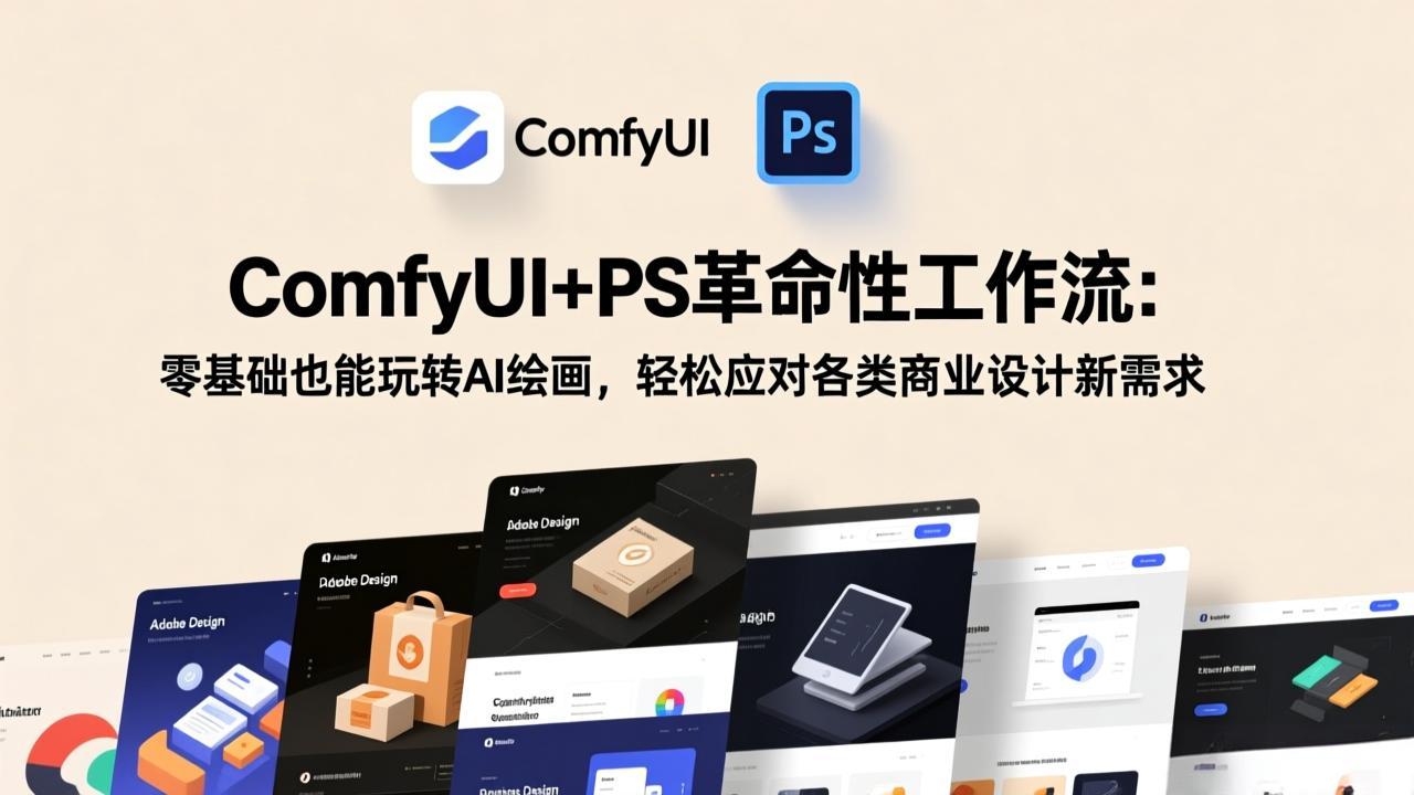 ComfyUI+PS革命性工作流：零基础也能玩转AI绘画，轻松应对各类商业设计新需求-副业网