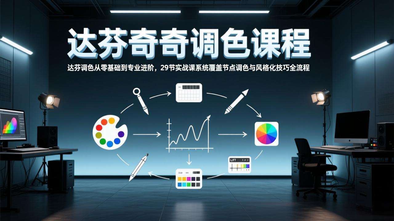 达芬奇调色从零基础到专业进阶，29节实战课系统覆盖节点调色与风格化技巧全流程-副业网