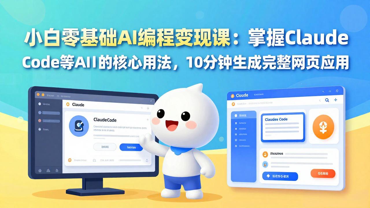 小白零基础AI编程变现课：掌握Claude Code等AI工具的核心用法，10分钟生成完整网页应用-副业网