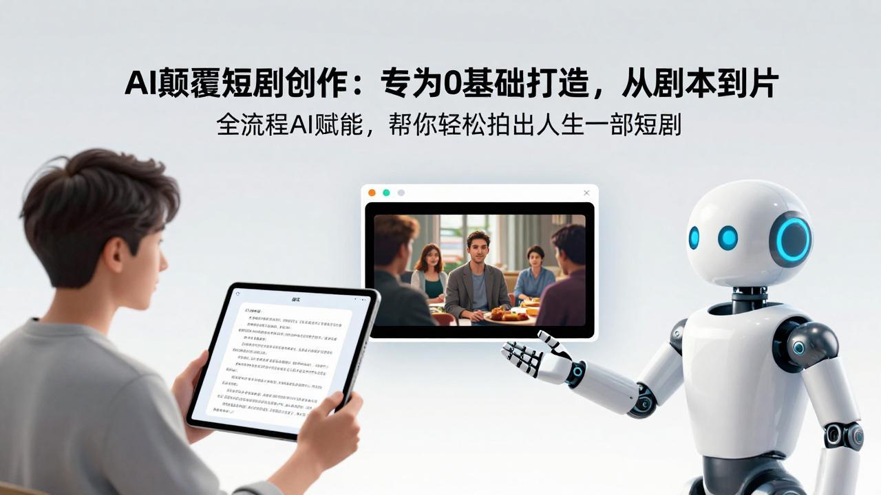AI颠覆短剧创作：专为0基础打造，从剧本到成片全流程AI赋能，帮你轻松拍出人生第一部短剧-副业网
