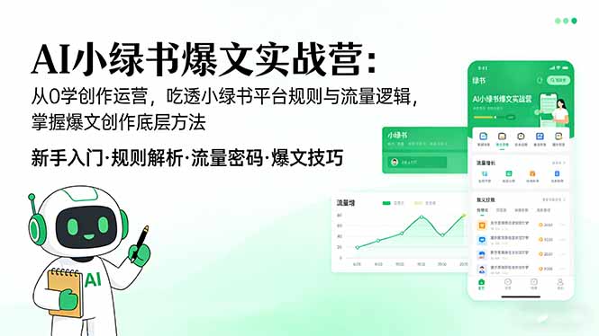 AI 小绿书爆文实战营：从0学创作运营，吃透小绿书平台规则与流量逻辑，掌握爆文创作底层方法-副业网