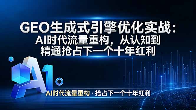 GEO 生成式引擎优化实战：AI时代流量重构，从认知到精通抢占下一个十年红利-副业网