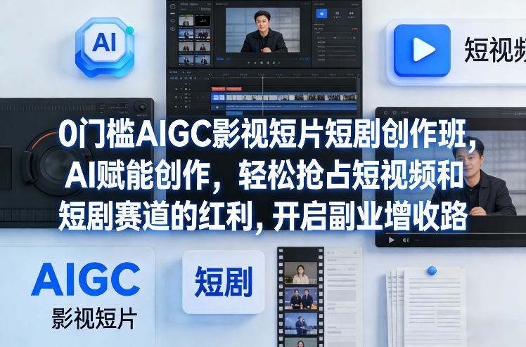 0门槛AIGC影视短片短剧创作班，AI赋能创作，轻松抢占短视频和短剧赛道的红利，开启副业增收路-副业网