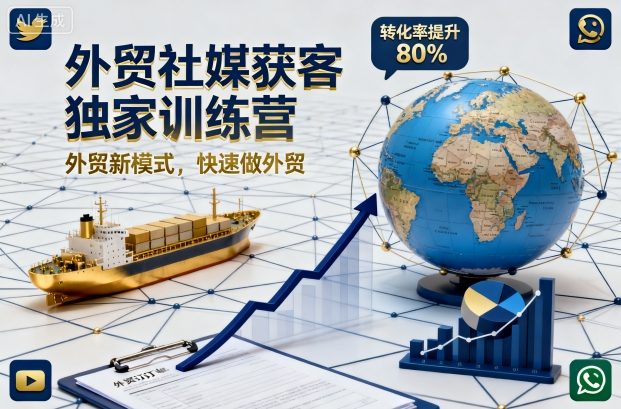 外贸社媒获客独家训练营，外贸新模式，快速做外贸(更新26年2月)-副业网