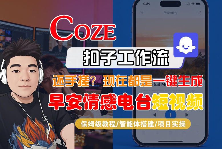 【Coze工作流搭建实操教程】【coze】早安情感电台日签视频还在手动做？用扣子工作流自动生成，省时90%-副业网