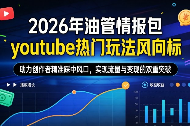 2026年油管情报包，youtube热门玩法风向标，助力创作者精准踩中风口，实现流量与变现的双重突破(更新)-副业网