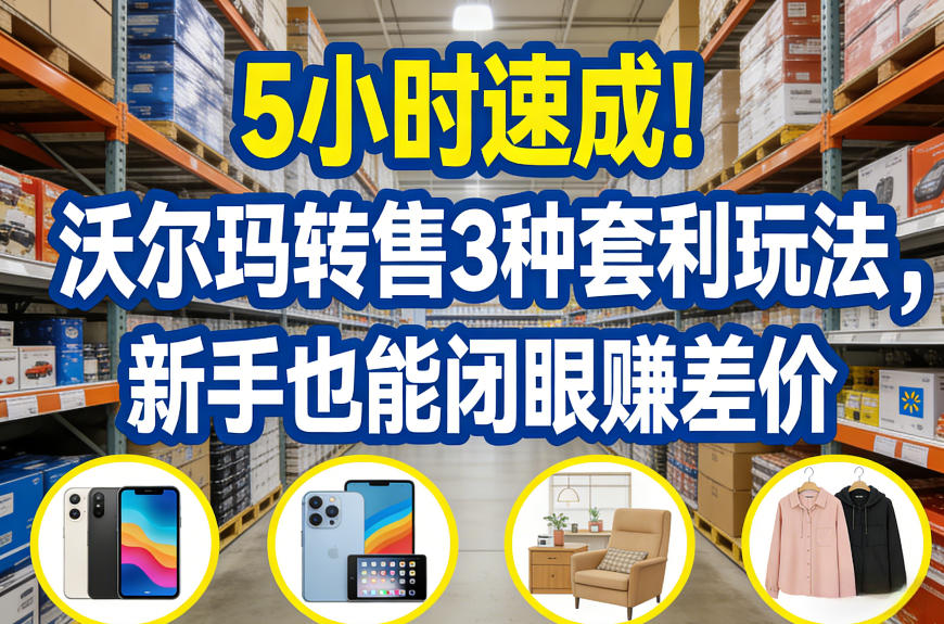 5小时速成！沃尔玛转售3种套利玩法，新手也能闭眼賺差价-副业网