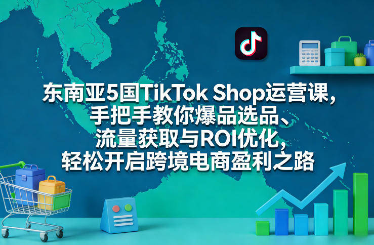 东南亚5国TikTok Shop运营课，手把手教你爆品选品、流量获取与ROI优化，轻松开启跨境电商盈利之路-副业网
