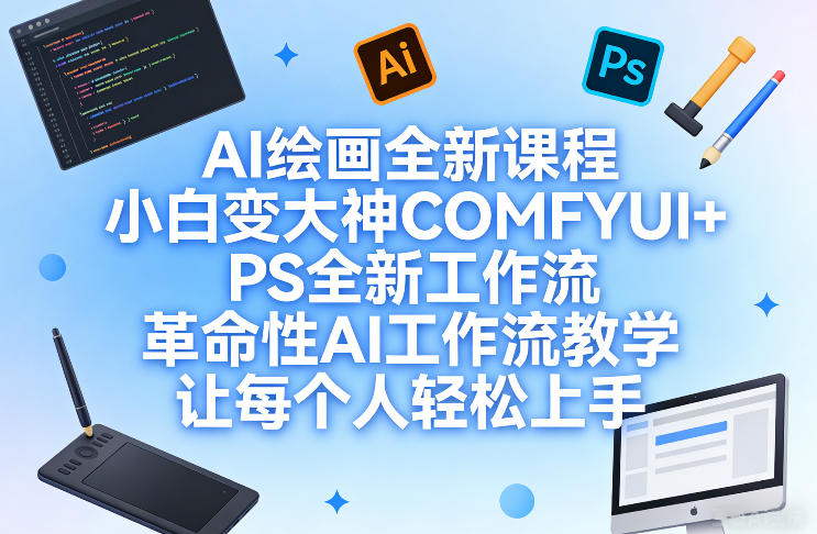 AI绘画全新课程，小白变大神COMFYUI+PS全新工作流，革命性AI工作流教学，让每个人轻松上手-副业网