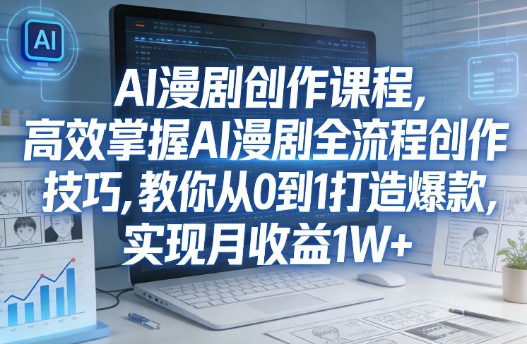 某社群AI漫剧创作课程，高效掌握AI漫剧全流程创作技巧，教你从0到1打造爆款，实现月收益1W+-副业网