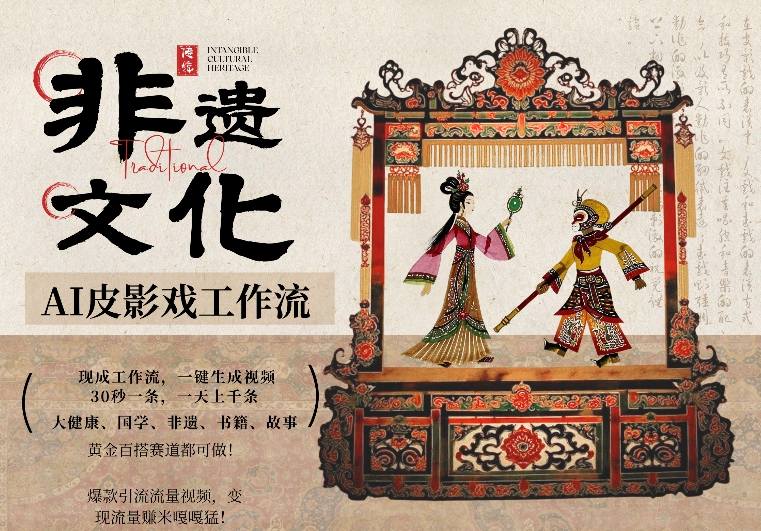 AI一键生成民俗文化非遗皮影戏视频，一刀不剪无需剪辑，30S一条，一天上百条，流量财富嘎嘎猛-副业网