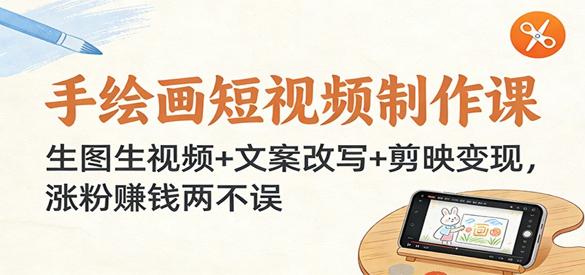 手绘画短视频制作课：生图生视频+文案改写+剪映变现，涨粉赚钱两不误-副业网