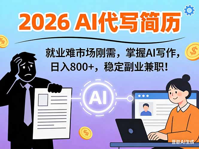 AI代写简历，超暴利，用万能模板月入1-3万实战教程，2026年市场刚需！-副业网