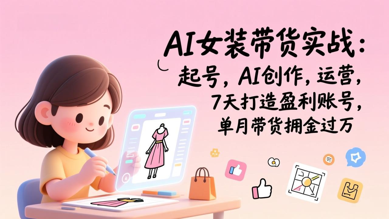 AI女装带货实战：起号，AI创作，运营，7天打造盈利账号，单月带货佣金过万-副业网