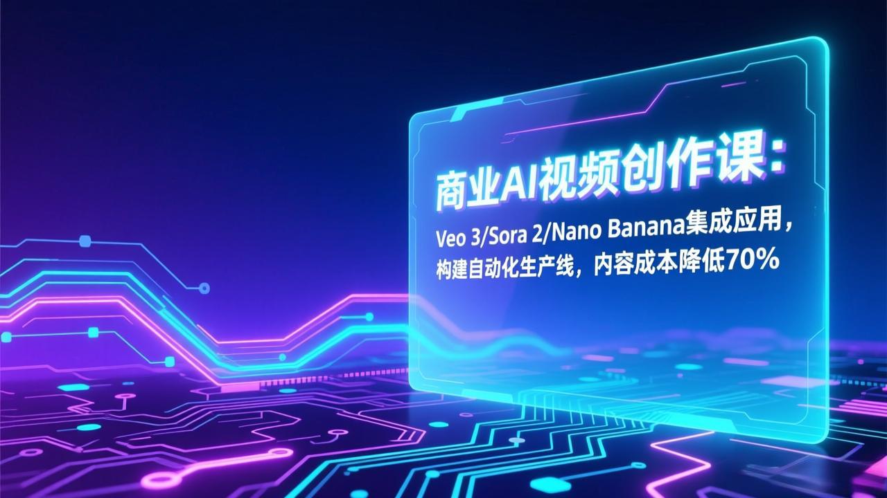 商业AI视频创作课：Veo 3/Sora 2/Nano Banana集成应用，构建自动化生产线，内容成本降低70%-副业网